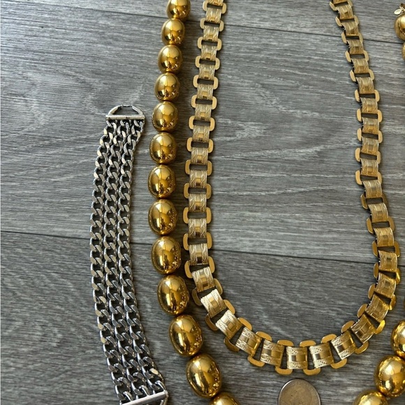 Lot Of 3 VTG Monet & Napier Silver & Gold Tone Chunky Statement Necklaces Signed - Picture 7 of 14